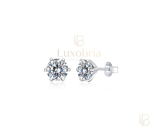 Classic 6-Prong Solitaire Stud Earrings - 925 Sterling Silver