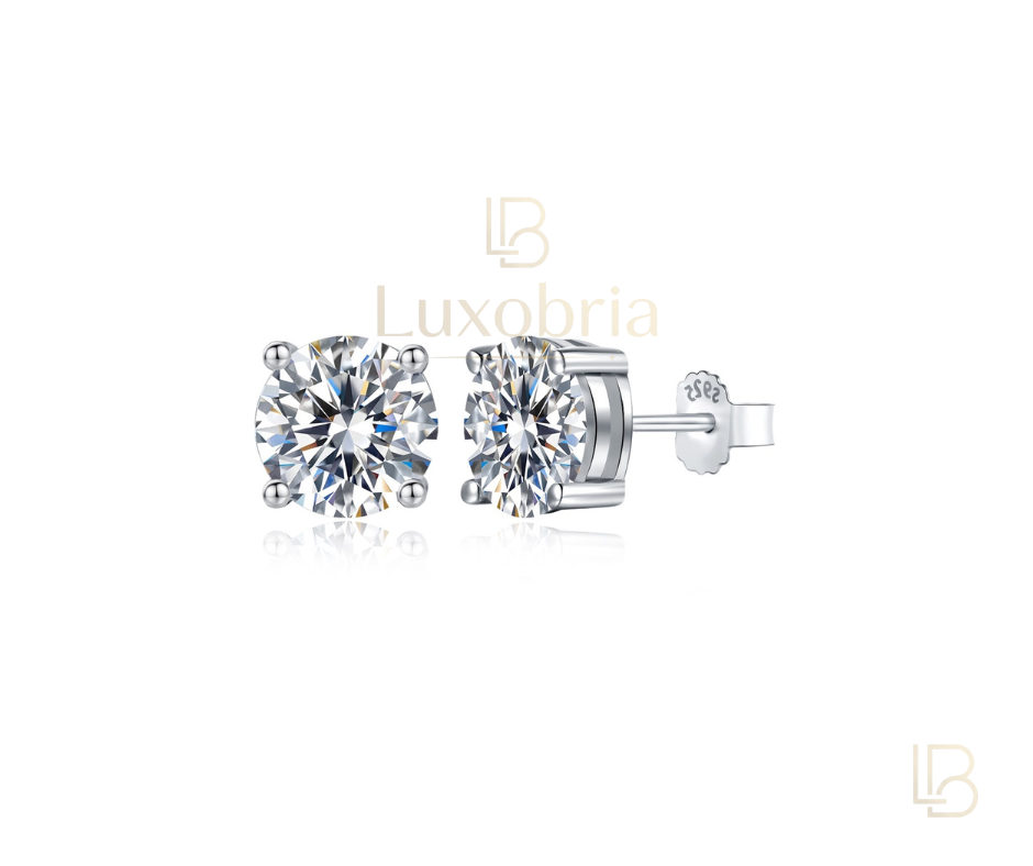 Modern 4-Prong Solitaire Stud Earrings - 925 Sterling Silver