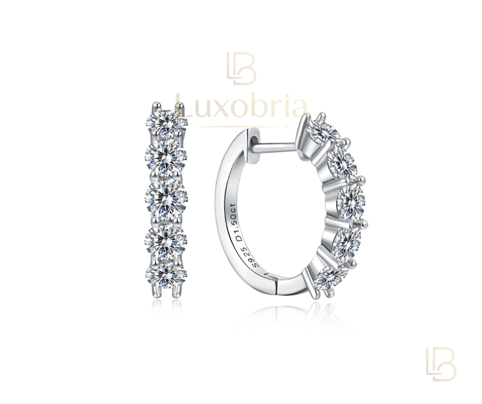 50 ctw Moissanite Eternity Hoop S925 Sterling Silver Earrings (Silver)