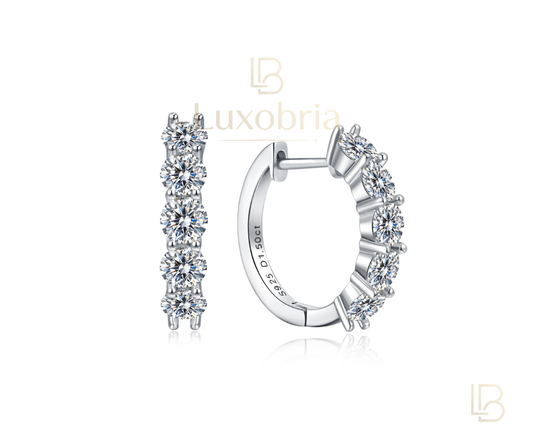 50 ctw Moissanite Eternity Hoop S925 Sterling Silver Earrings (Silver)