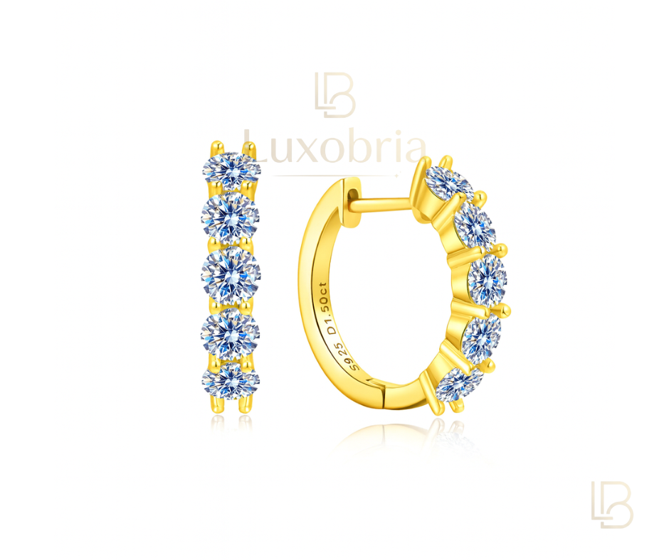 50ctw Moissanite Eternity Hoop S925 Sterling Silver Earrings (Gold)