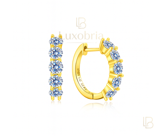 50ctw Moissanite Eternity Hoop S925 Sterling Silver Earrings (Gold)