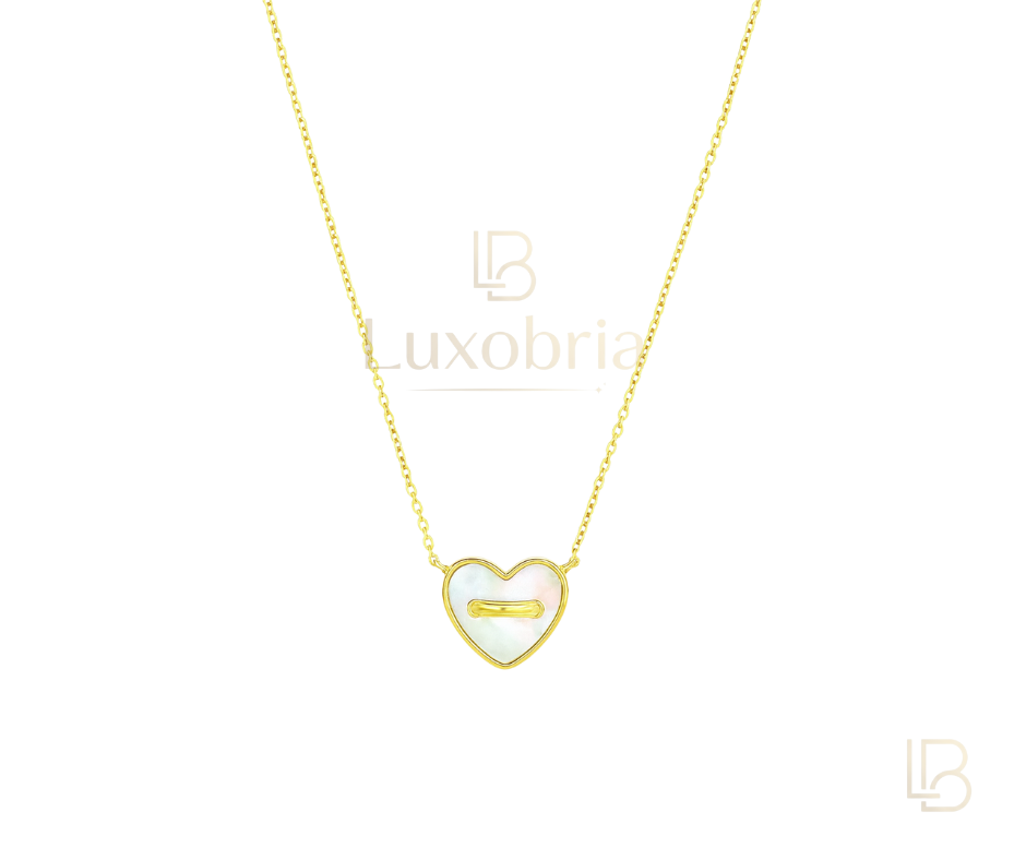 True Love S925 Sterling Silver White Ceramic Necklace (Gold)