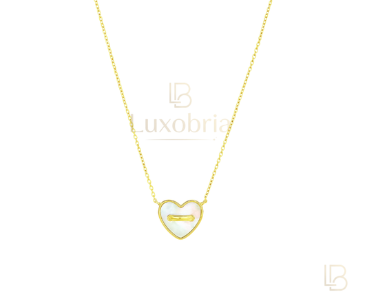 True Love S925 Sterling Silver White Ceramic Necklace (Gold)
