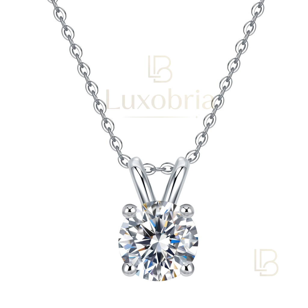 The Eternal Solitaire S925 Sterling Silver Moissanite Pendant Necklace (Silver)