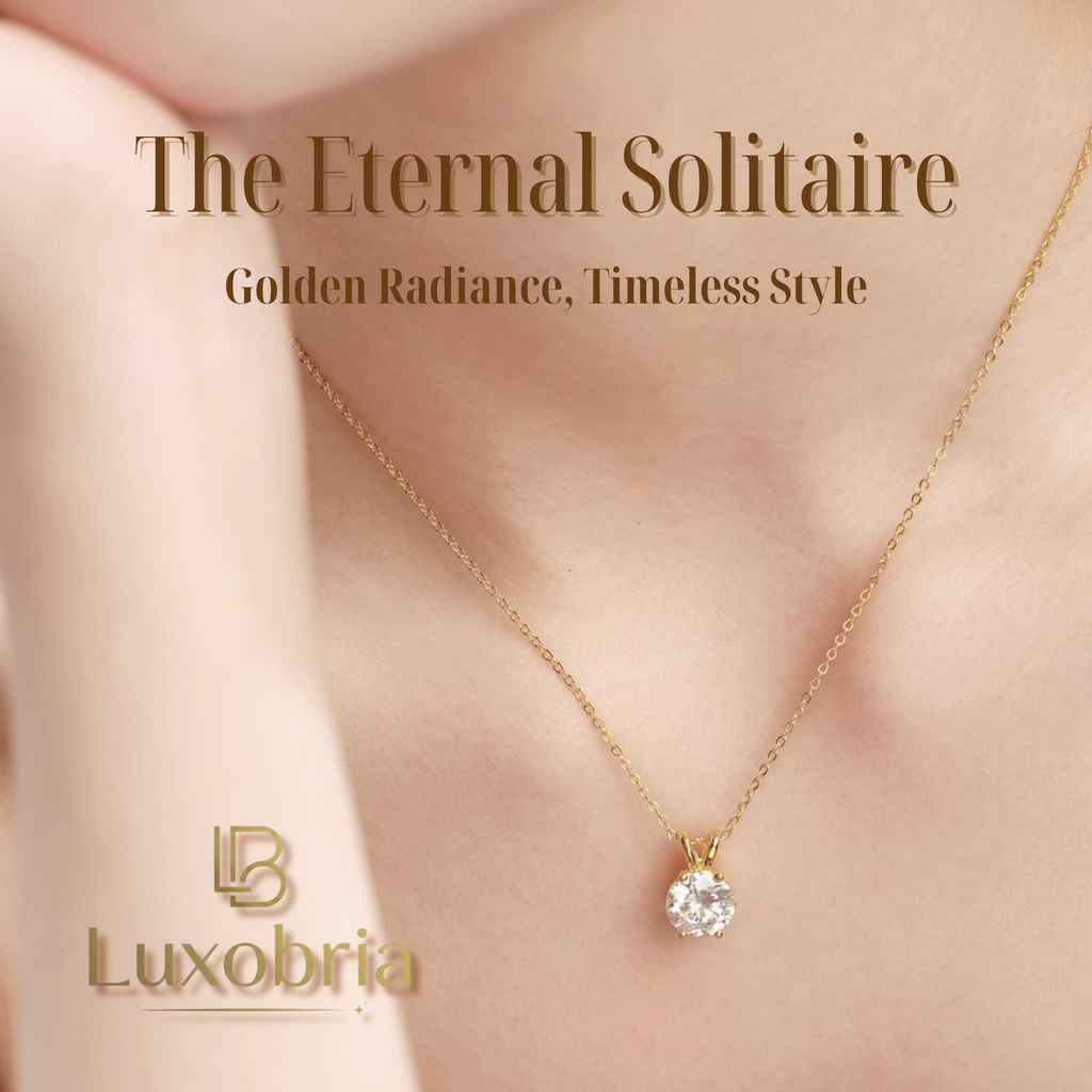 The Eternal Solitaire S925 Sterling Silver Moissanite Pendant Necklace (Gold)
