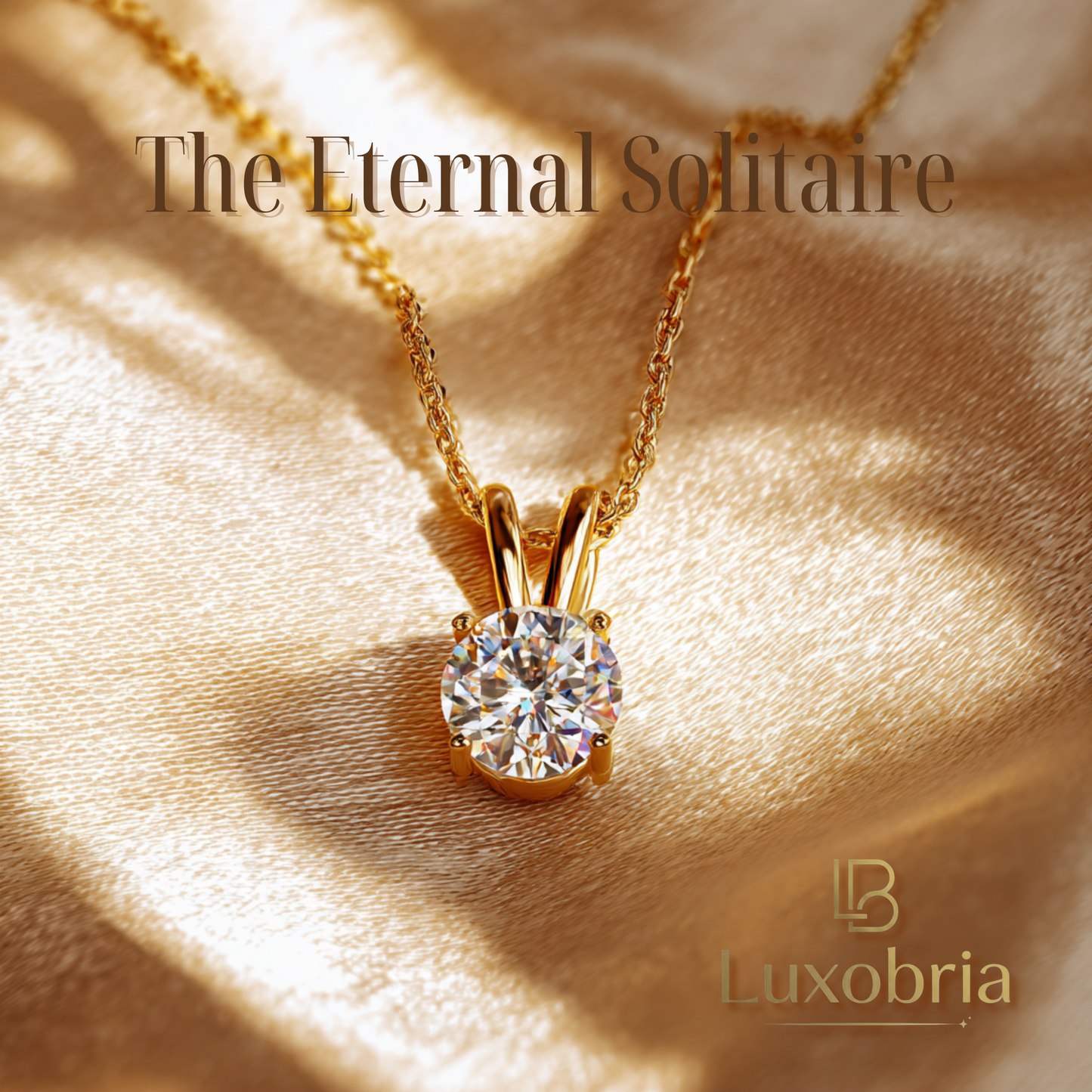 The Eternal Solitaire S925 Sterling Silver Moissanite Pendant Necklace (Gold)
