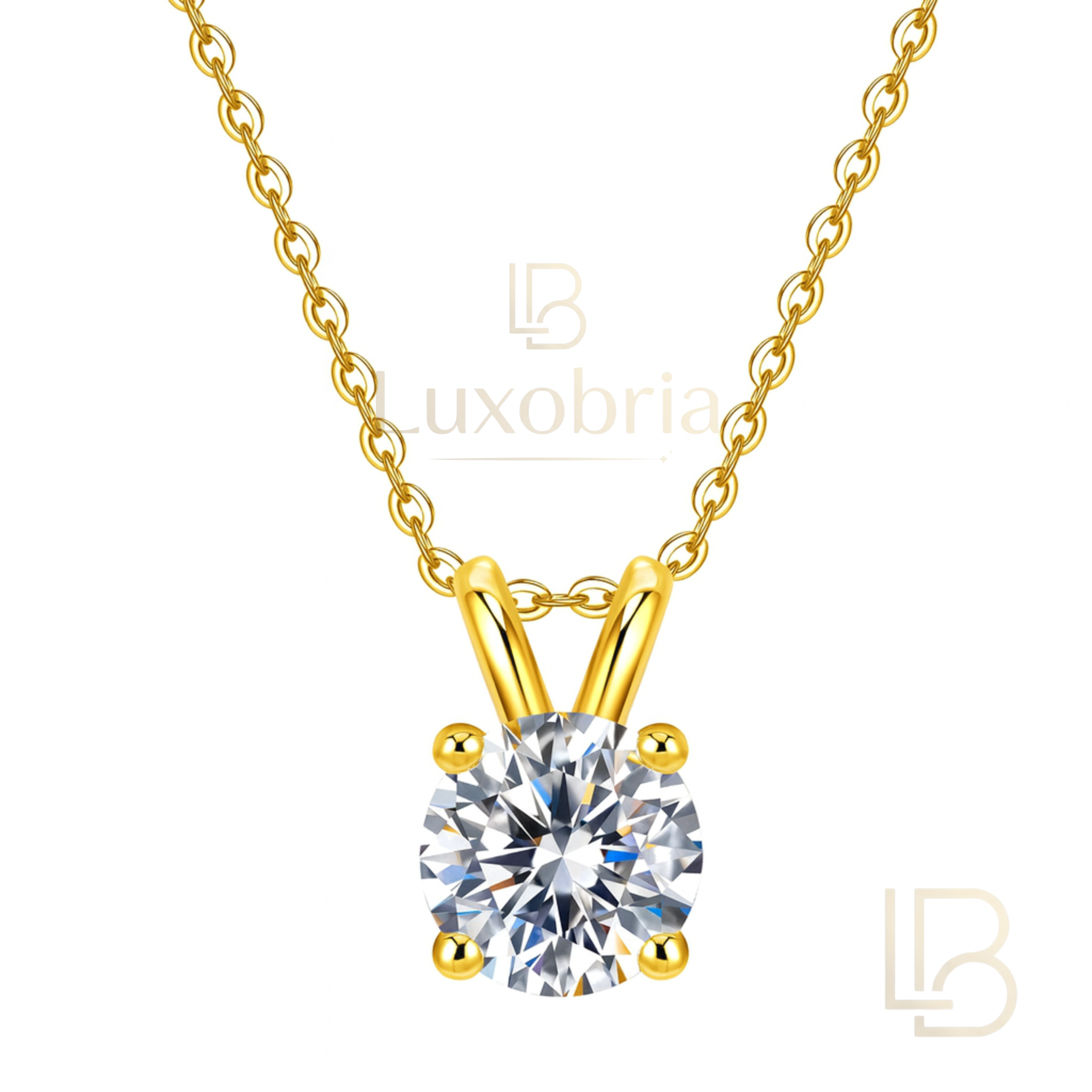 The Eternal Solitaire S925 Sterling Silver Moissanite Pendant Necklace (Gold)