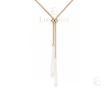 The Ceramic Cascade Lariat S925 Sterling Silver White Ceramic Lariat Necklace (Rose Gold)