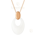 The Ceramic Halo Necklace S925 Sterling Silver White Ceramic Pendant Necklace (Rose Gold)