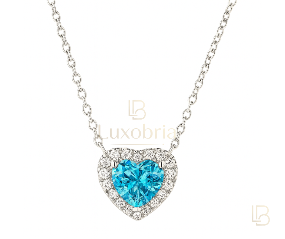 Heart of the Ocean S925 Sterling Silver Blue Heart Moissanite Necklace (Silver)