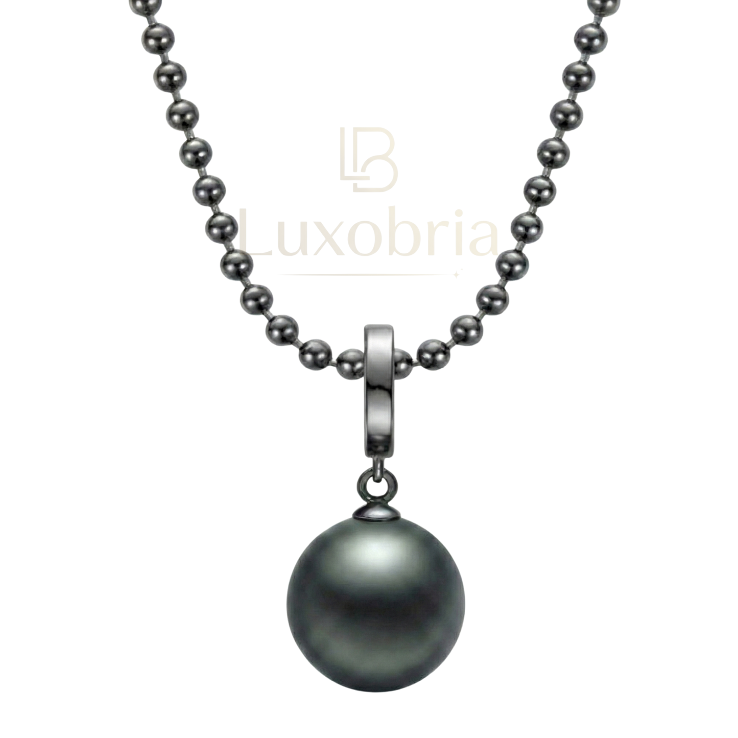The Sovereign – Bold Solitaire Pendant (11-12mm) S925 Sterling Silver Tahitian Black Pearl Necklace (Black)