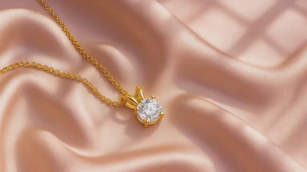 The Eternal Solitaire S925 Sterling Silver Moissanite Pendant Necklace (Gold)